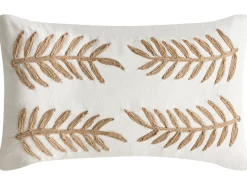 Beliani Set di 2 cuscini GARCINIA Cotone 30 x 50 cm 45 x 45 cm Bianco Trama floreale Bianco Beige