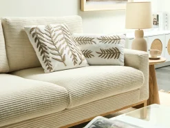 Beliani Set di 2 cuscini GARCINIA Cotone 30 x 50 cm 45 x 45 cm Bianco Trama floreale Bianco Beige