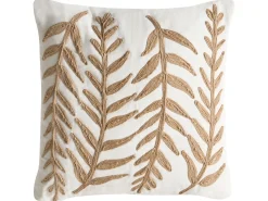 Beliani Set di 2 cuscini GARCINIA Cotone 30 x 50 cm 45 x 45 cm Bianco Trama floreale Bianco Beige