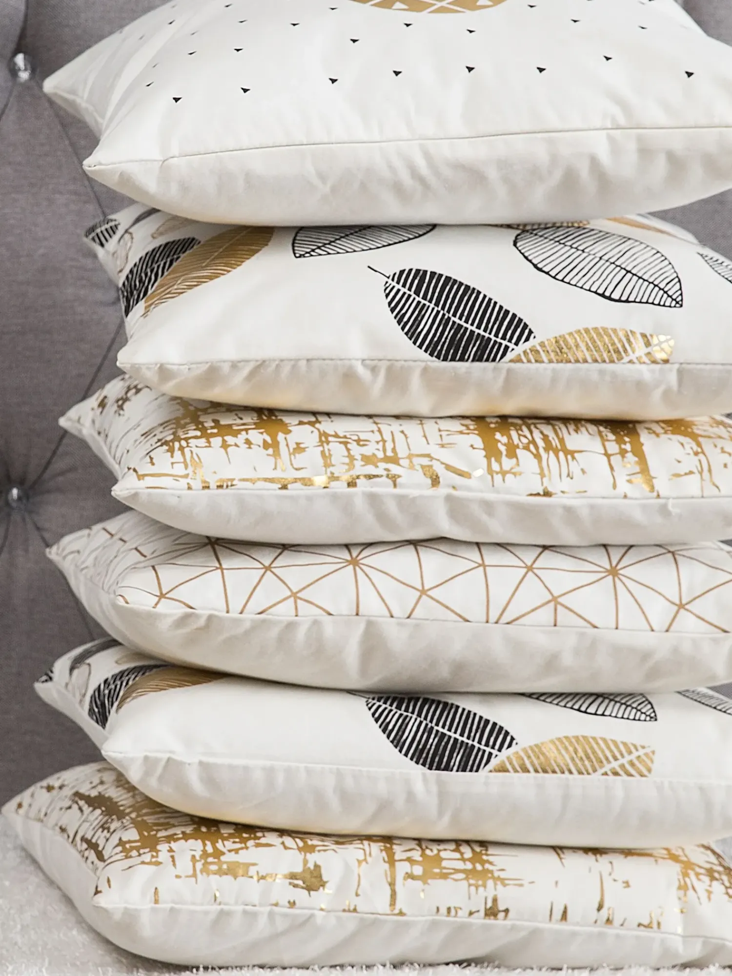 Sale Beliani Set di 2 cuscini GARDENIA Cotone 45 x 45 cm Oro Trama astratta Bianco Oro