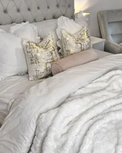 Sale Beliani Set di 2 cuscini GARDENIA Cotone 45 x 45 cm Oro Trama astratta Bianco Oro