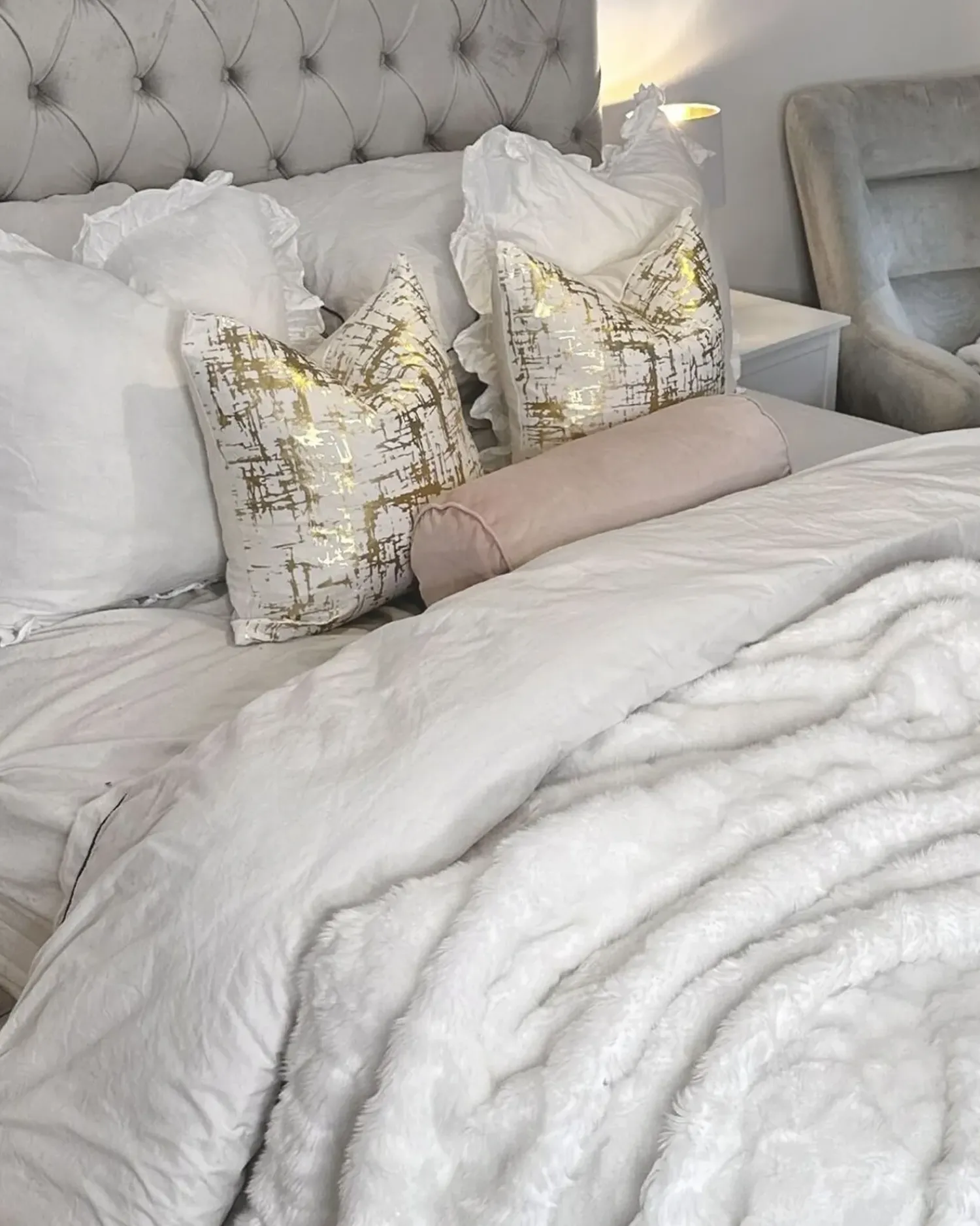 Sale Beliani Set di 2 cuscini GARDENIA Cotone 45 x 45 cm Oro Trama astratta Bianco Oro