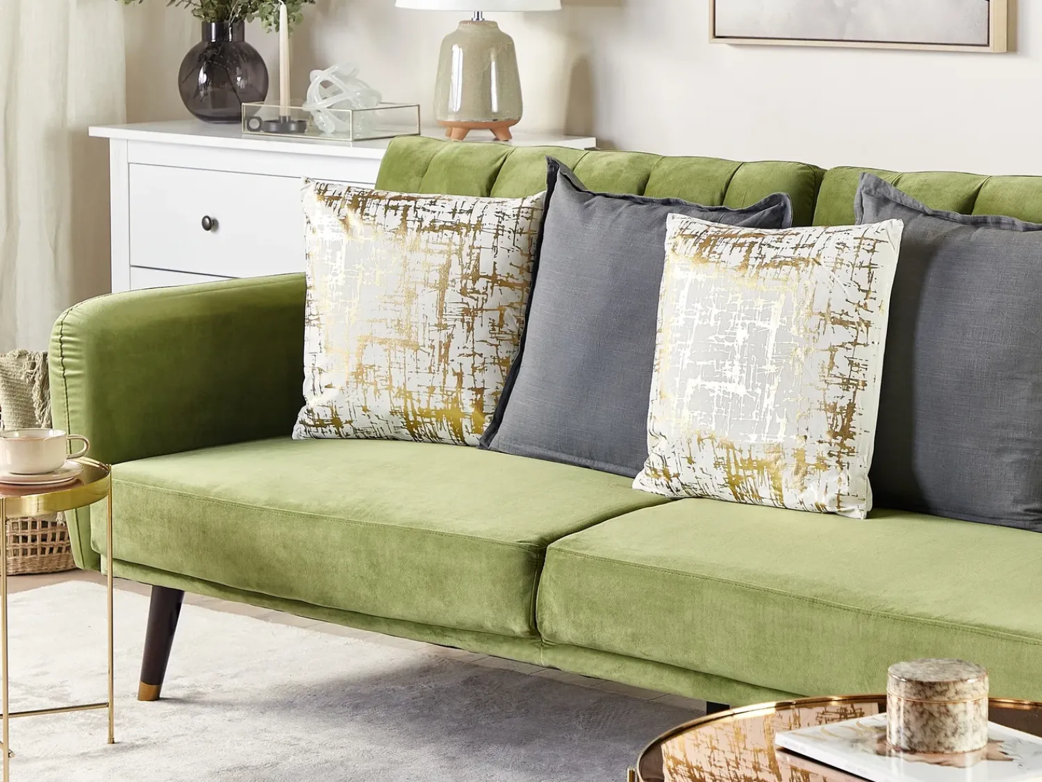 Sale Beliani Set di 2 cuscini GARDENIA Cotone 45 x 45 cm Oro Trama astratta Bianco Oro
