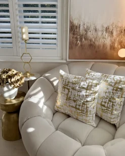 Sale Beliani Set di 2 cuscini GARDENIA Cotone 45 x 45 cm Oro Trama astratta Bianco Oro