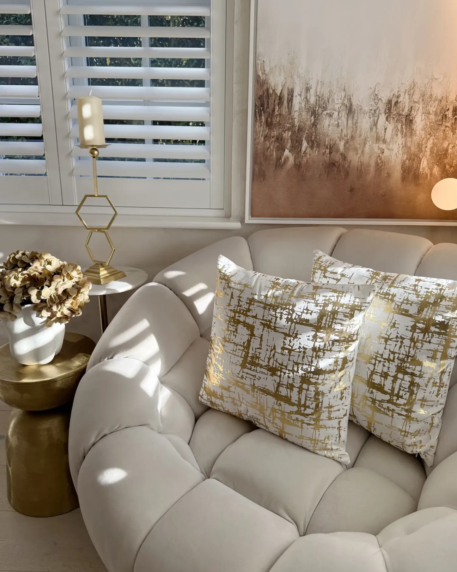 Sale Beliani Set di 2 cuscini GARDENIA Cotone 45 x 45 cm Oro Trama astratta Bianco Oro