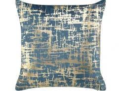Discount Beliani Set di 2 cuscini GARDENIA Velluto 45 x 45 cm Blu Trama astratta Oro Blu