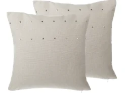 Best Beliani Set di 2 cuscini GAURA 45 x 45 cm Beige chiaro Tinta unita Beige Argento