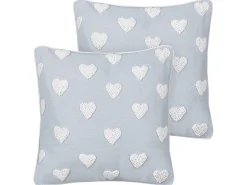 Sale Beliani Set di 2 cuscini GAZANIA Cotone Grigio chiaro Bianco Grigio