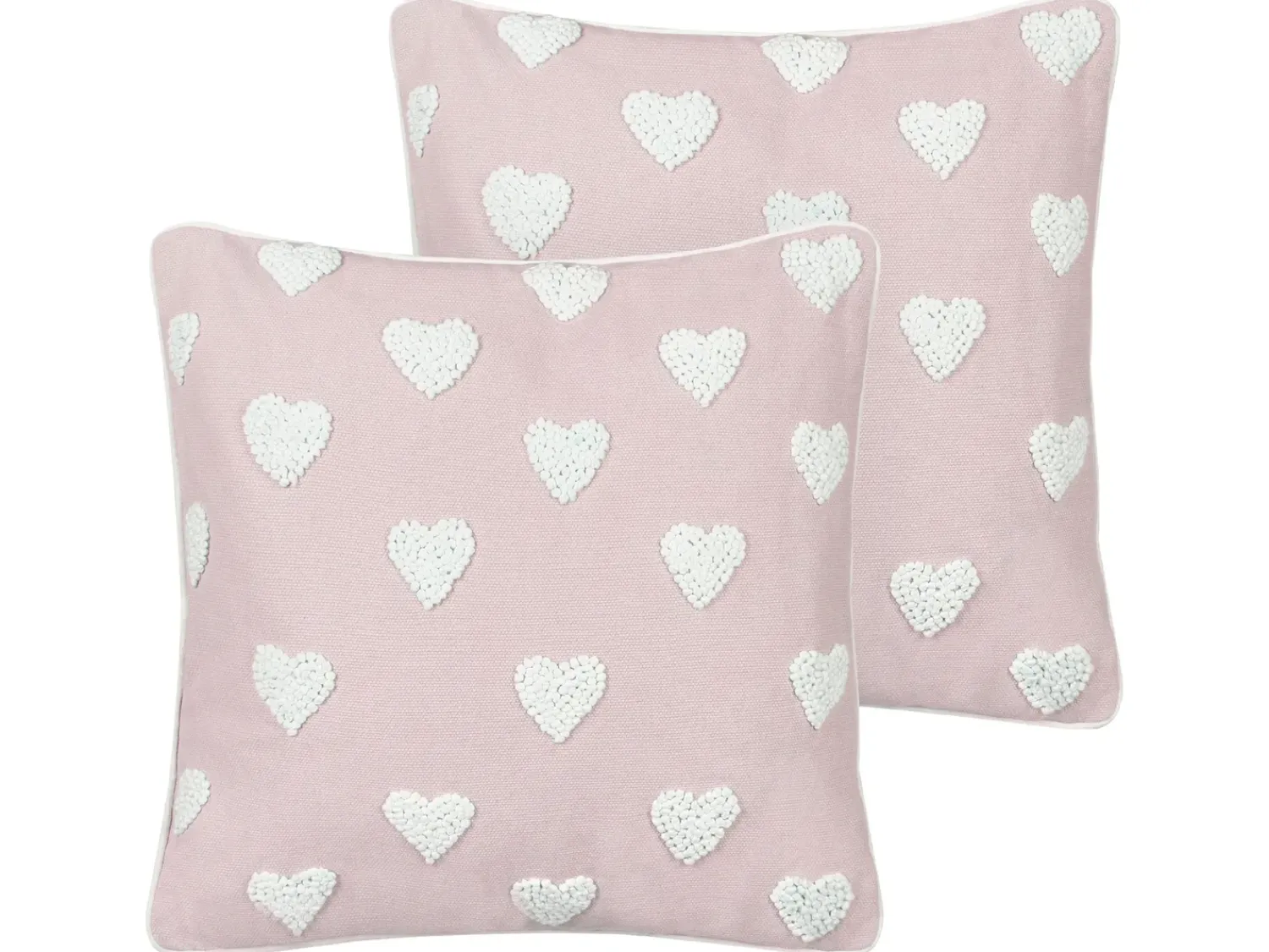 Online Beliani Set di 2 cuscini GAZANIA Cotone 45 x 45 cm Rosa pastello Bianco Rosa