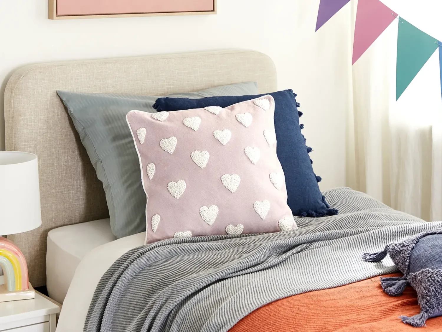 Online Beliani Set di 2 cuscini GAZANIA Cotone 45 x 45 cm Rosa pastello Bianco Rosa