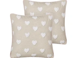 Sale Beliani Set di 2 cuscini GAZANIA Cotone 45 x 45 cm Beige Bianco Beige