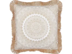 Beliani Set di 2 cuscini GERANIUM 45 x 45 cm Beige Trama orientale Beige Bianco