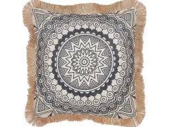 Beliani Set di 2 cuscini GERANIUM 45 x 45 cm Nero Trama orientale Beige Nero