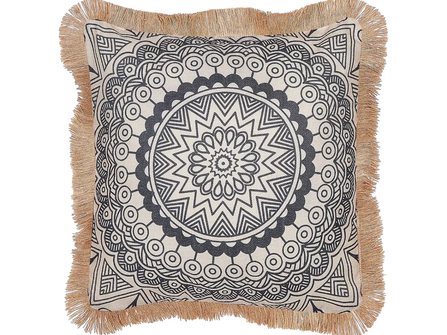 Beliani Set di 2 cuscini GERANIUM 45 x 45 cm Nero Trama orientale Beige Nero