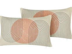 Online Beliani Set di 2 cuscini GERBERA 30 x 50 cm Multicolore Trama astratta Beige Multicolore