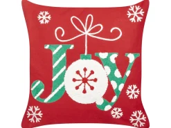 Best Beliani Set di 2 cuscini GINGERBREAD Cotone 45 x 45 cm Rosso Modello natalizio Bianco Rosso Verde