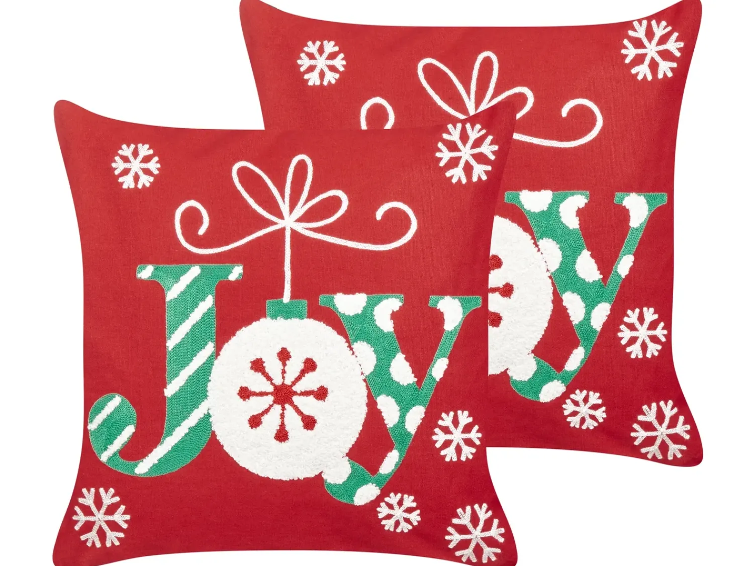 Best Beliani Set di 2 cuscini GINGERBREAD Cotone 45 x 45 cm Rosso Modello natalizio Bianco Rosso Verde