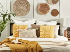 Sale Beliani Set di 2 cuscini GINNALA Cotone 45 x 45 cm Trama di piante Giallo