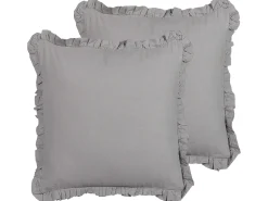 Online Beliani Set di 2 cuscini GLABRA Lino 45 x 45 cm Tinta unita Grigio