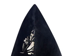 Outlet Beliani Set di 2 cuscini GOLDENROD Velluto 45 x 45 cm Nero Trama di piante Oro Nero