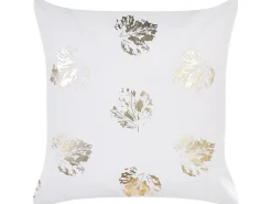 Clearance Beliani Set di 2 cuscini GOLDENROD Velluto 45 x 45 cm Bianco Trama di piante Bianco Oro