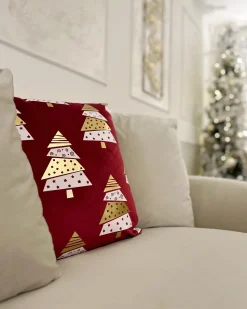 Best Beliani Set di 2 cuscini GOLDSPRUCE Velluto 45 x 45 cm Rosso Modello natalizio Bianco Rosso Oro