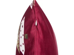 Best Beliani Set di 2 cuscini GOLDSPRUCE Velluto 45 x 45 cm Rosso Modello natalizio Bianco Rosso Oro