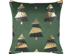 Best Beliani Set di 2 cuscini GOLDSPRUCE Velluto 45 x 45 cm Verde Modello natalizio Nero Oro Verde