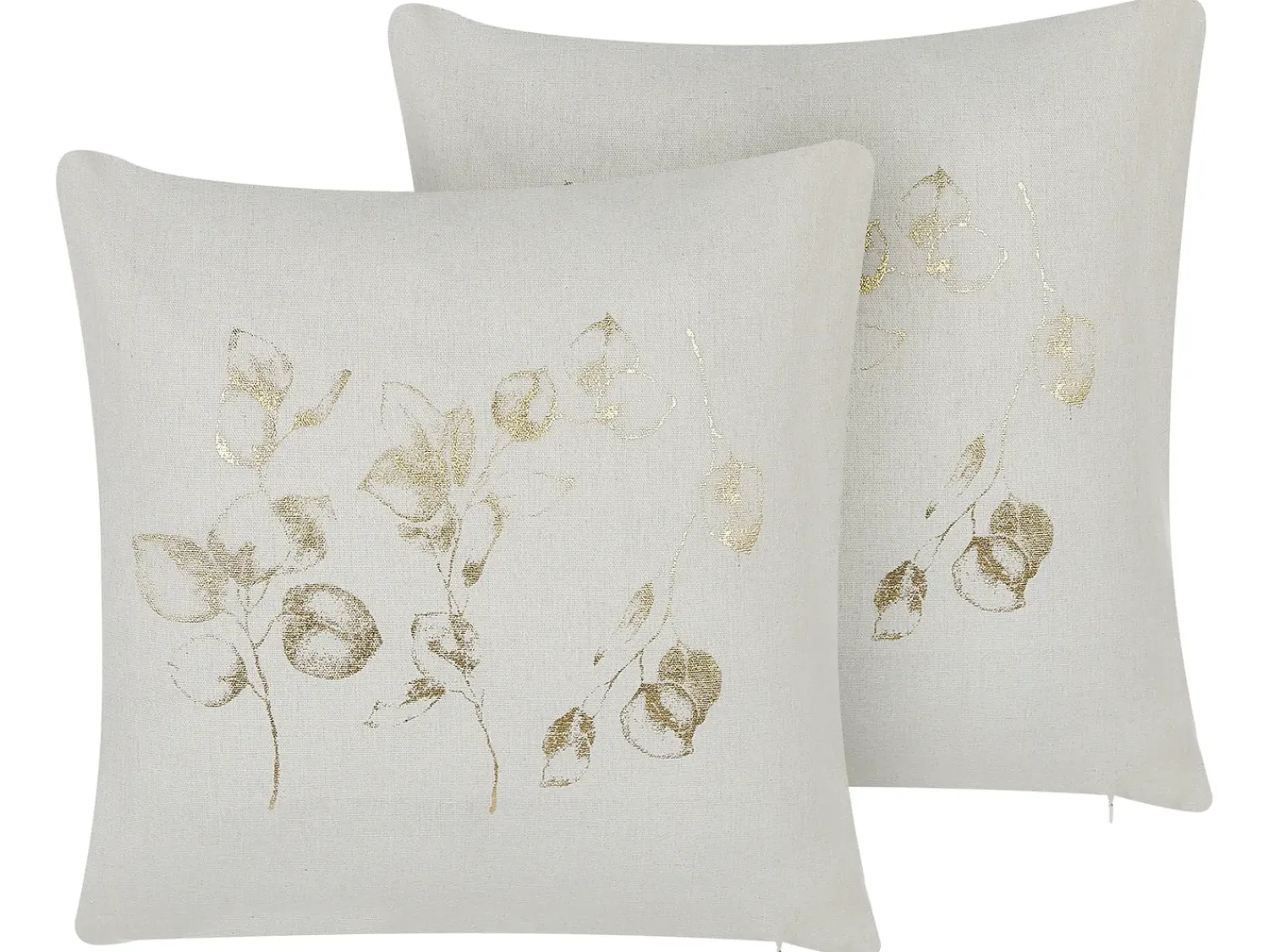 Sale Beliani Set di 2 cuscini GOMPHRENA 45 x 45 cm Beige chiaro Trama di piante Beige Oro