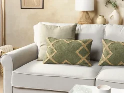Discount Beliani Set di 2 cuscini GOPI Iuta 30 x 50 cm Verde Trama orientale Beige Verde