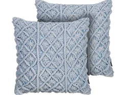 Clearance Beliani Set di 2 cuscini GOREME Bouclé 45 x 45 cm Trama geometrica Blu