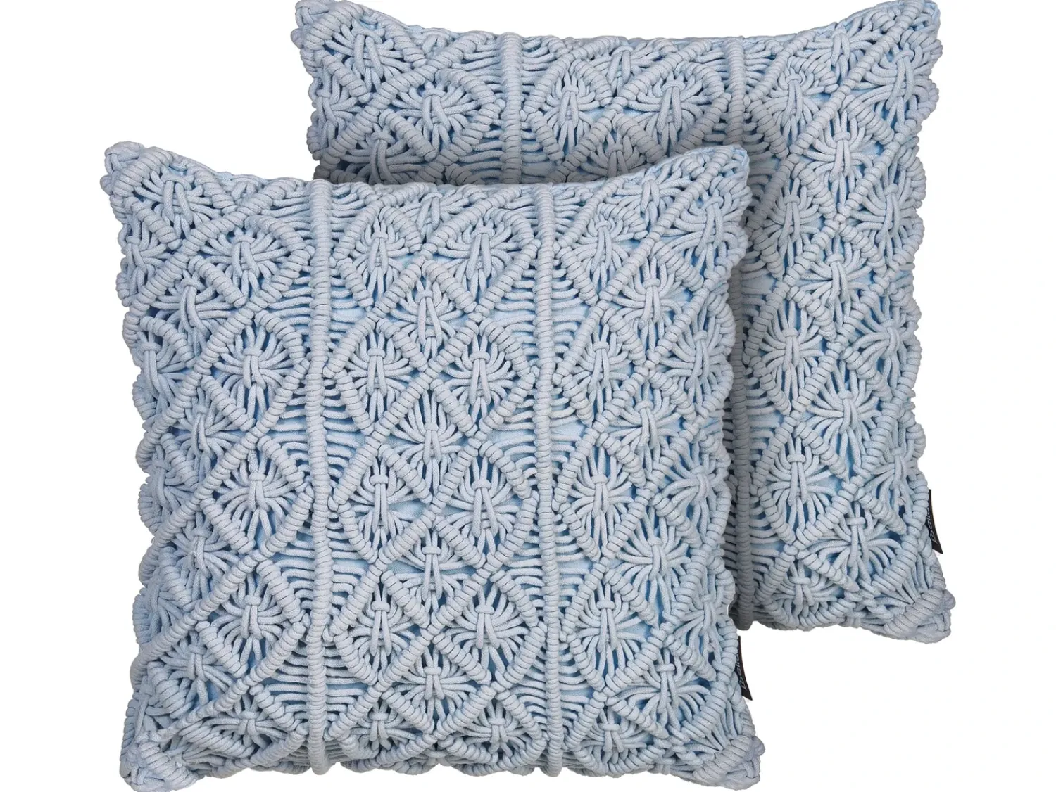 Clearance Beliani Set di 2 cuscini GOREME Bouclé 45 x 45 cm Trama geometrica Blu