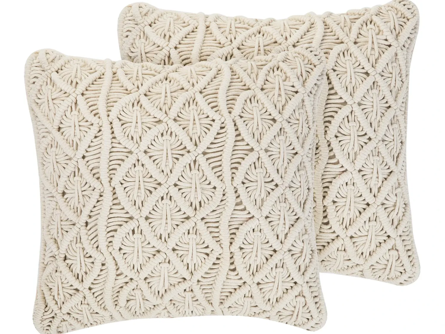 Beliani Set di 2 cuscini GOREME Cotone 45 x 45 cm chiaro Trama geometrica Beige