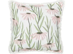 Discount Beliani Set di 2 cuscini GYNURA Cotone 45 x 45 cm Multicolore Trama floreale Bianco Multicolore Rosa Verde