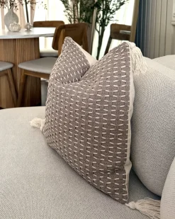 Sale Beliani Set di 2 cuscini HAKONE Tortora Trama geometrica Beige