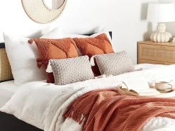 Sale Beliani Set di 2 cuscini HAKONE Tortora Trama geometrica Beige