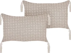 Sale Beliani Set di 2 cuscini HAKONE Tortora Trama geometrica Beige