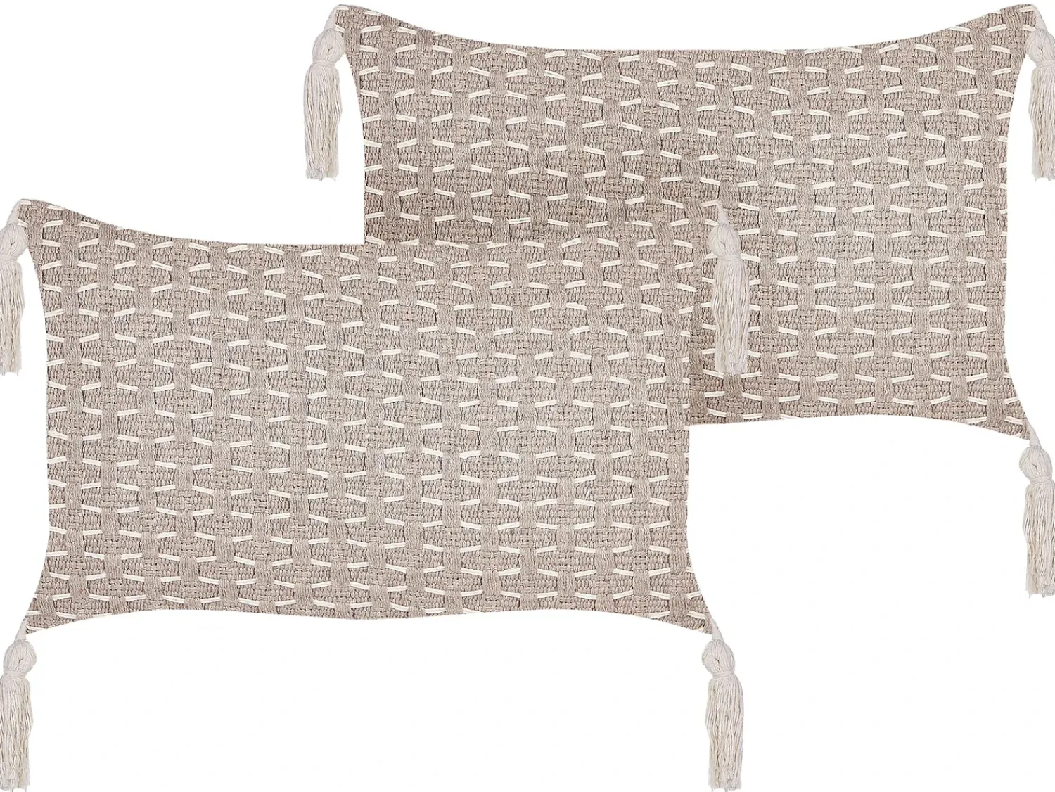 Sale Beliani Set di 2 cuscini HAKONE Tortora Trama geometrica Beige