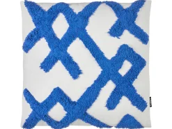 Sale Beliani Set di 2 cuscini HAZEL Cotone 45 x 45 cm Bianco Trama geometrica Bianco Blu