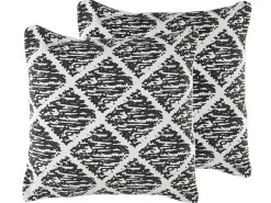 Discount Beliani Set di 2 cuscini HAZRO Cotone 45 x 45 cm Nero Trama geometrica Bianco Nero