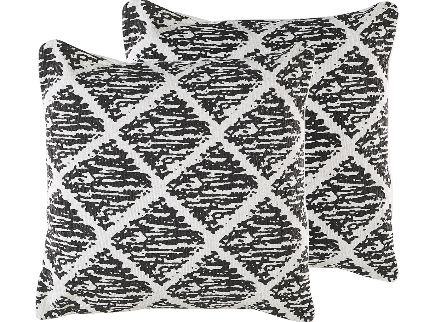 Discount Beliani Set di 2 cuscini HAZRO Cotone 45 x 45 cm Nero Trama geometrica Bianco Nero