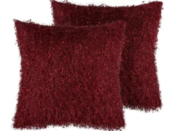 Discount Beliani Set di 2 cuscini HELLEBORE 45 x 45 cm scuro Tinta unita Rosso