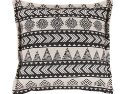 Hot Beliani Set di 2 cuscini HENTEPE Cotone 45 x 45 cm Nero Trama geometrica Beige Nero