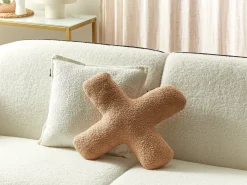 Outlet Beliani Set di 2 cuscini HESPERIS Bouclé chiaro Tinta unita Marrone