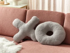 New Beliani Set di 2 cuscini HESPERIS Bouclé chiaro Tinta unita Grigio