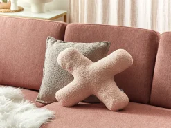 Outlet Beliani Set di 2 cuscini HESPERIS Bouclé pastello Tinta unita Rosa