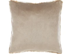 New Beliani Set di 2 cuscini HORDEUM Finta pelliccia 45 x 45 cm chiaro Tinta unita Marrone