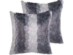 Sale Beliani Set di 2 cuscini HORDEUM Finta pelliccia 45 x 45 cm Grigio A strisce Marrone
