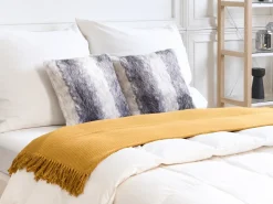 Sale Beliani Set di 2 cuscini HORDEUM Finta pelliccia 45 x 45 cm Grigio A strisce Marrone