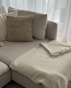 New Beliani Set di 2 cuscini HOWEA Cotone 45 x 45 cm Beige Trama geometrica Beige Nero